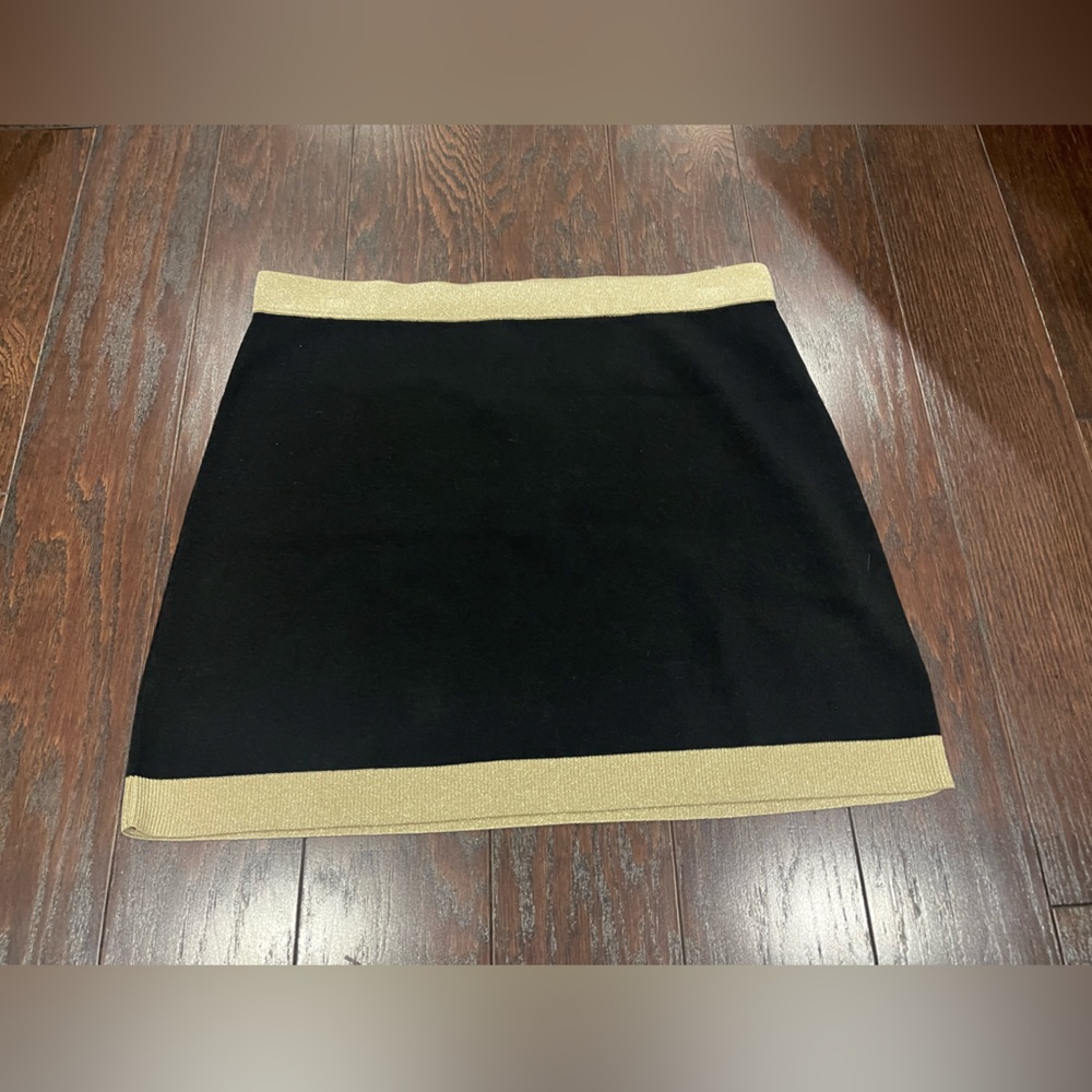 Michael Kors Black Gold Skirt Women Size XL NEW stretch knit Holiday Career